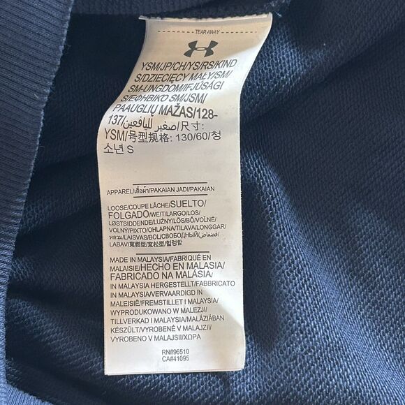 Under Armour Girls Shirt Favorite Terry Crew Navy/Pink Loose Fit Youth Small - Picture 5 of 9